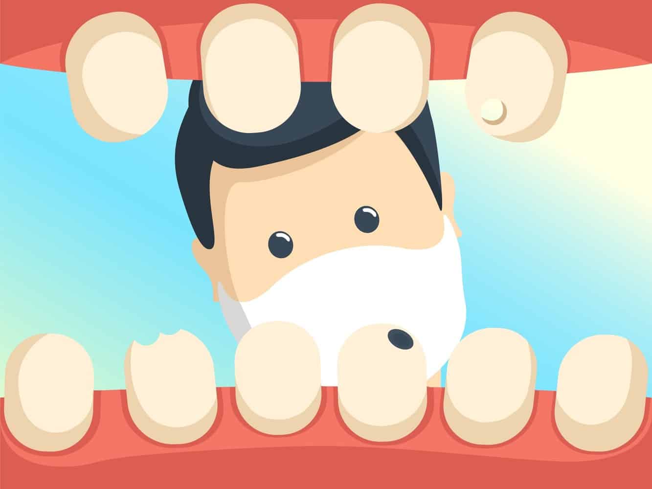 GRaphic of a dentist inspecting oral health.