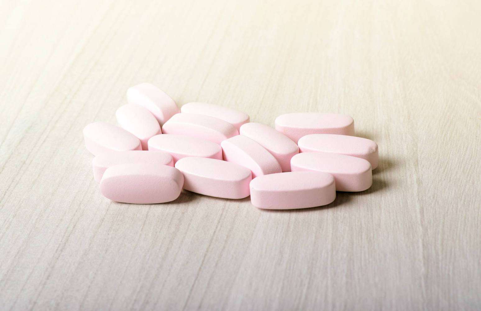 Pink tablets.